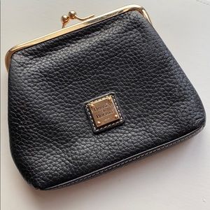 Black pebbled leather Dooney clutch